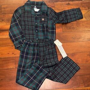 GAP Kids Navy and Green Plaid Pajama Set